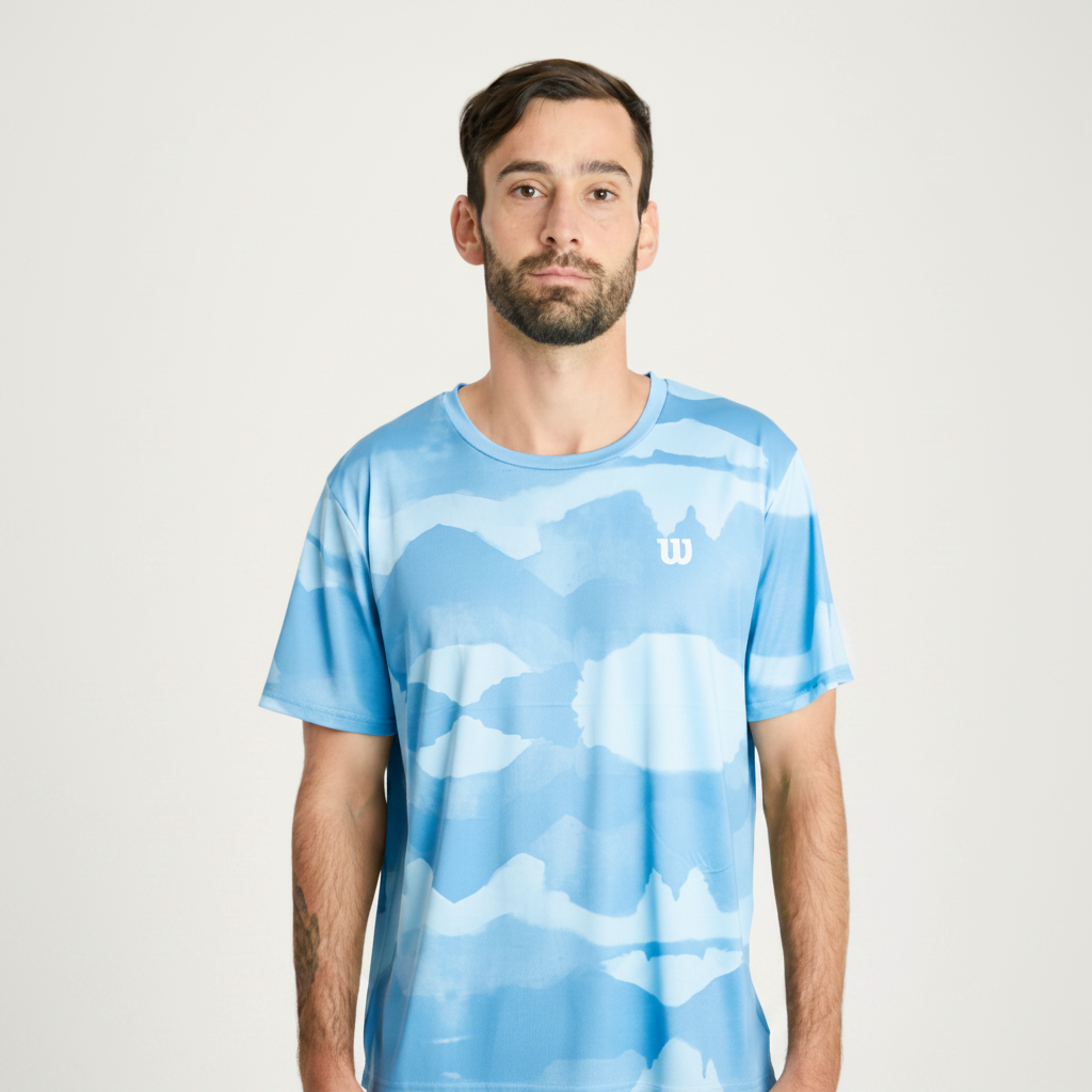 Polera Deportiva Hombre Celeste